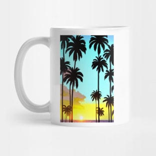 Summer Sunset Palm Trees Beach Ocean Artistic Paradise Mug